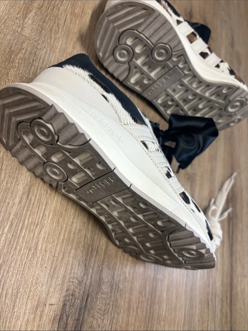adidas Leopard Print Sneakers in Black, Brown & Cream